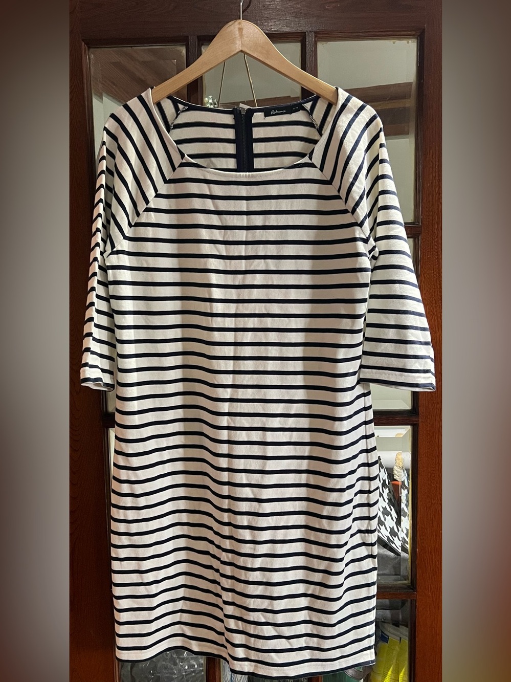 Reitmans Navy and White Striped Dress